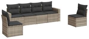 VidaXL Polyrattan Kerti Ülőgarnitúra - 6 részes, Világosszürke