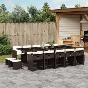 VidaXL 15 részes barna polyrattan kerti ülőgarnitúra párnákkal