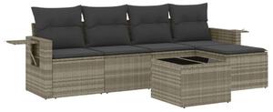 VidaXL Polyrattan Kerti Ülőgarnitúra - 6 részes, Világosszürke
