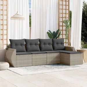 VidaXL Polyrattan Kerti Ülőgarnitúra - 5 részes - Világosszürke