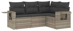 VidaXL Polyrattan Kerti Ülőgarnitúra - 4 részes, Világosszürke