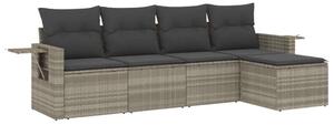VidaXL Polyrattan Kerti Ülőgarnitúra - 5 részes - Világosszürke