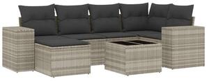 VidaXL Polyrattan Kerti Ülőgarnitúra - 7 részes, Világosszürke
