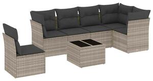 VidaXL Polyrattan Kerti Ülőgarnitúra - 7 részes - Világosszürke