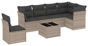 VidaXL Polyrattan Kerti Ülőgarnitúra - 7 részes - Világosszürke