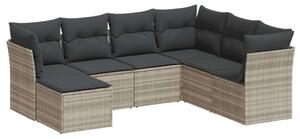 VidaXL Polyrattan Kerti Ülőgarnitúra - 7 részes - Világosszürke