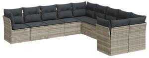 VidaXL Polyrattan Kerti Ülőgarnitúra - 10 részes, Világosszürke
