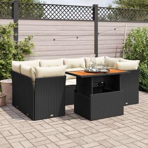 VidaXL Polyrattan Kerti Ülőgarnitúra - 7 részes - Fekete