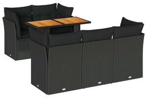 VidaXL Polyrattan Kerti Ülőgarnitúra - 6 részes - Fekete