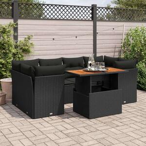 VidaXL Polyrattan Kerti Ülőgarnitúra - 7 részes - Fekete