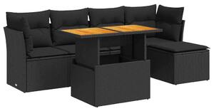 VidaXL Polyrattan Kerti Ülőgarnitúra - 6 részes - Fekete