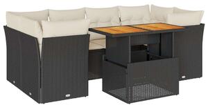 VidaXL Polyrattan Kerti Ülőgarnitúra - 7 részes - Fekete