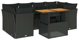 VidaXL Polyrattan Kerti Ülőgarnitúra - 7 részes - Fekete