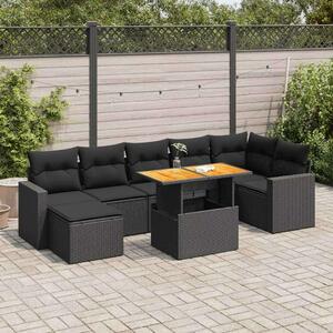 VidaXL Polyrattan Kerti Ülőgarnitúra - 8 részes - Fekete