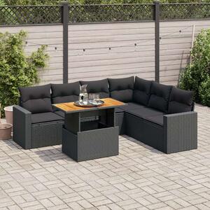 VidaXL Polyrattan Kerti Ülőgarnitúra - 7 részes - Fekete