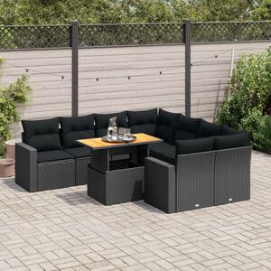 VidaXL 9 részes Kerti Ülőgarnitúra - Fekete Polyrattan