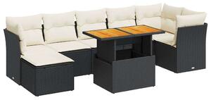VidaXL Polyrattan Kerti Ülőgarnitúra - 8 részes - Fekete