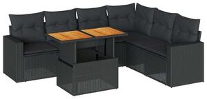 VidaXL Polyrattan Kerti Ülőgarnitúra - 7 részes - Fekete