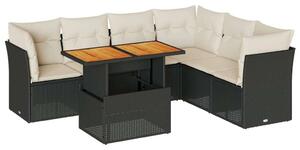 VidaXL Polyrattan Kerti Ülőgarnitúra - 7 részes - Fekete