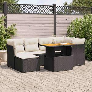 VidaXL Polyrattan Kerti Ülőgarnitúra - 7 részes - Fekete