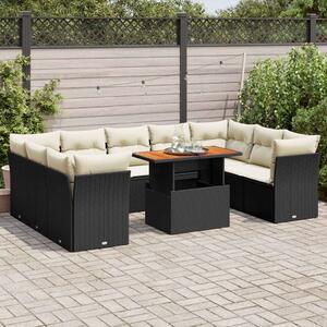 VidaXL Polyrattan Kerti Ülőgarnitúra - 10 részes - Fekete