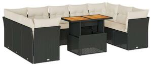 VidaXL Polyrattan Kerti Ülőgarnitúra - 10 részes - Fekete