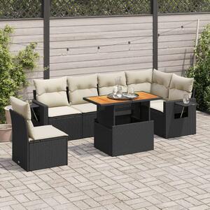 VidaXL Polyrattan Kerti Ülőgarnitúra - 7 részes - Fekete