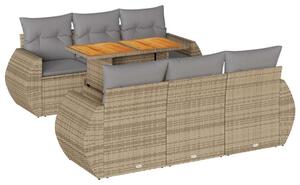 VidaXL Polyrattan Kerti Ülőgarnitúra - 7 részes - Bézs