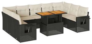 VidaXL Polyrattan Kerti Ülőgarnitúra - 10 részes - Fekete