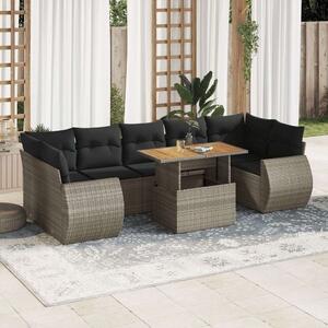 VidaXL Polyrattan Kerti Ülőgarnitúra - 8 részes - Szürke