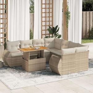 VidaXL Polyrattan Kerti Ülőgarnitúra - 9 részes - Bézs