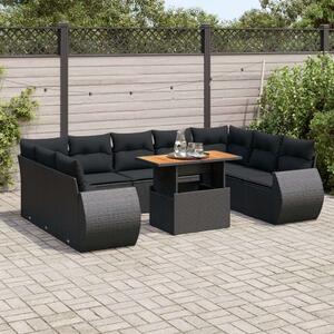 VidaXL Polyrattan Kerti Ülőgarnitúra - 10 részes - Fekete