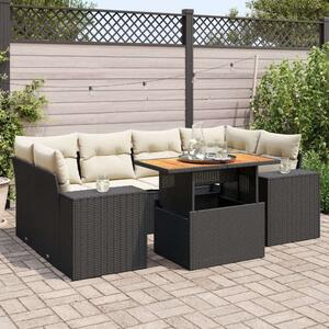 VidaXL Polyrattan Kerti Ülőgarnitúra - 7 részes - Fekete