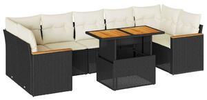 VidaXL Polyrattan Kerti Ülőgarnitúra - 7 részes - Fekete