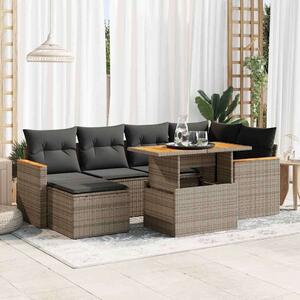 VidaXL Polyrattan Kerti Ülőgarnitúra - 7 részes, Szürke