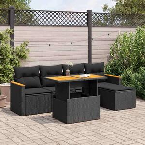 VidaXL Polyrattan Kerti Ülőgarnitúra - 6 részes - Fekete