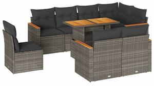 VidaXL Polyrattan Kerti Ülőgarnitúra - 9 részes - Szürke