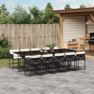 VidaXL 11 Részes Kerti Étkezőgarnitúra - Fekete Polyrattan