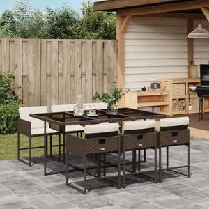 VidaXL Kerti Étkezőgarnitúra - 7 részes - Barna Polyrattan