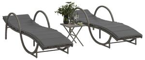 VidaXL Napozóágy Szett - 2 db Szürke Polyrattan