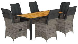 VidaXL 7 Részes Kerti Étkezőgarnitúra - Szürke Polyrattan