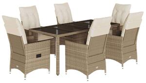 VidaXL Polyrattan Kerti Étkezőgarnitúra - 7 részes - Bézs