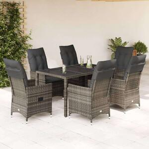 Polyrattan Kerti Étkezőgarnitúra - 7 részes - Szürke