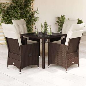 VidaXL Kerti Étkezőgarnitúra - 5 részes - Barna Polyrattan