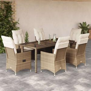 VidaXL Polyrattan Kerti Étkezőgarnitúra - 7 részes - Bézs