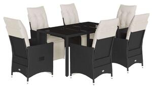 VidaXL Kerti Étkezőgarnitúra - Polyrattan - Fekete - 7 részes