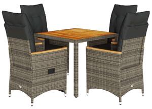 VidaXL Polyrattan Kerti Étkezőgarnitúra - 5 részes - Szürke