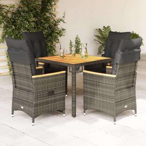 VidaXL Polyrattan Kerti Étkezőgarnitúra - 5 részes - Szürke