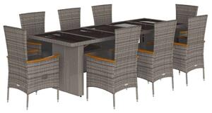 VidaXL Polyrattan Kerti Étkezőgarnitúra - 9 személyes - Szürke