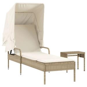 VidaXL Napozóágy - Polyrattan - Bézs - 200cm
